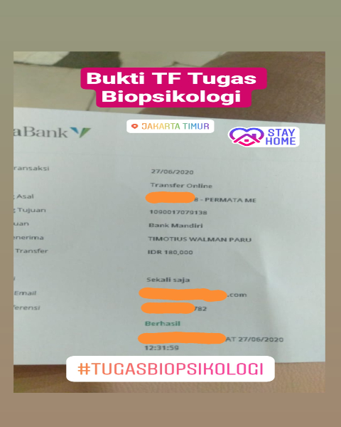 tf26-Bukti Pembayaran Jasa Pengerjaan Tugas Mengenai Biopsikologi (Universitas di Jakarta Timur)